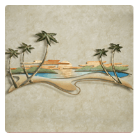 Tropical Caribbean Sunset Metal Wall Sculpture by J Warren