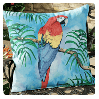 Indoor Outdoor Tropical Parrot Accent Pillow