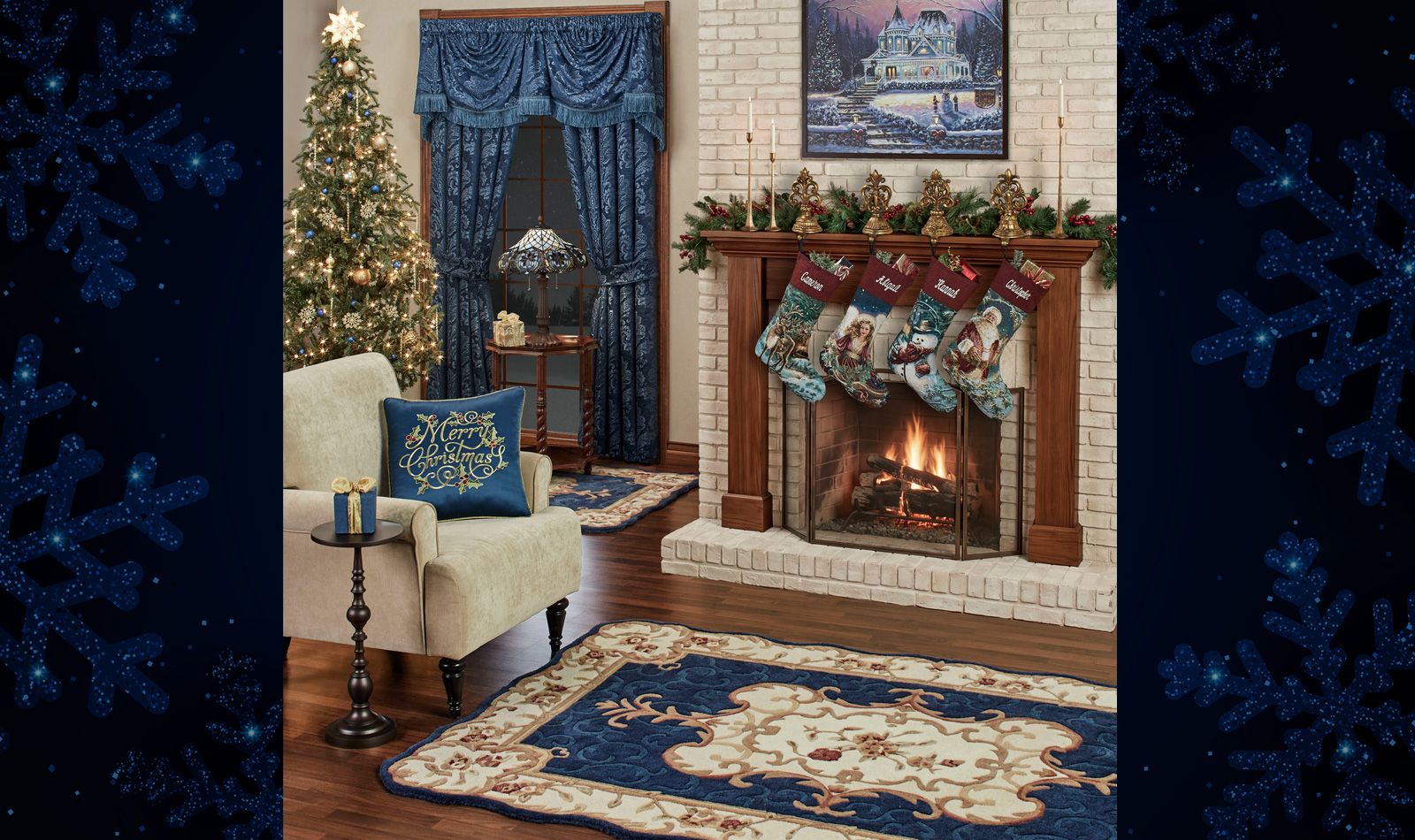 Get The Look - Camelot Navy Holiday Living Room