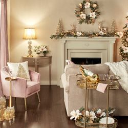 Get the Look — Magnolia Blush and Gold Holiday Living Room