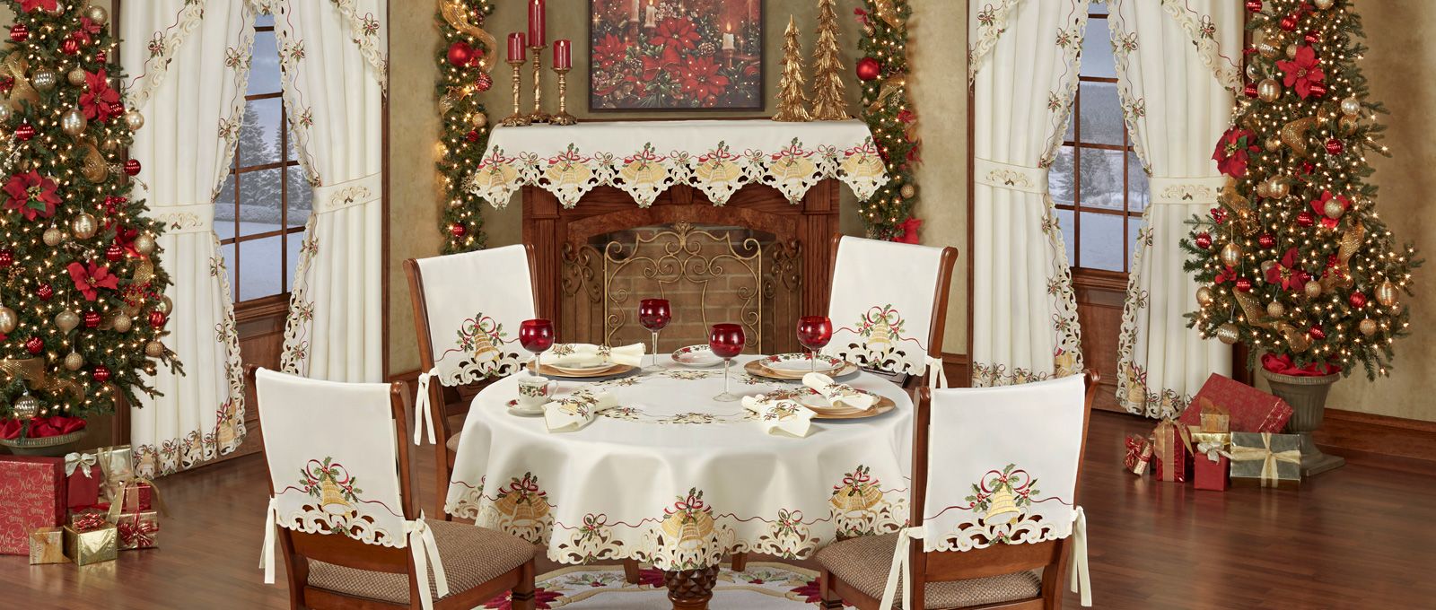 Bells Are Ringing Holiday Fireplace Dining Room