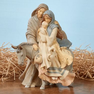 Holy Family with Donkey Figurine Multi WarmImage
