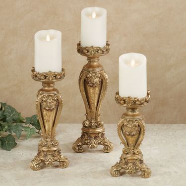 Angelique Candleholders Aged Gold Set of ThreeImage
