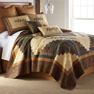 Cabin Raising Pine Cone Patchwork Quilt Multi EarthImage