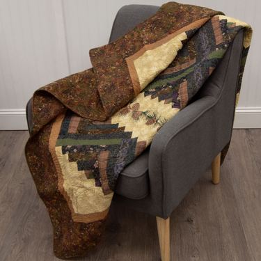 Cabin Raising Pine Cone Patchwork Throw Blanket Multi Earth 60 x 60Image