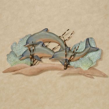 Dolphin Trio in Reef Wall Art Sculpture SeafoamImage