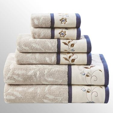 Floral Serenity Bath Towel Set Navy Six Piece SetImage