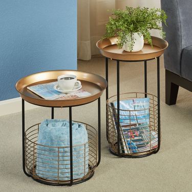 Macayle Round Accent Tables Gold/Black Set of TwoImage