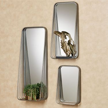 Braddox Mirrored Wall Shelves Gun Metal Set of ThreeImage