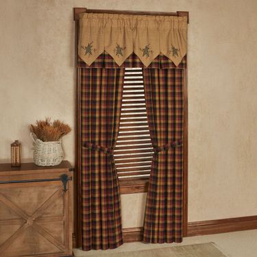Ninepatch Plaid Tailored Curtain Pair Multi WarmImage