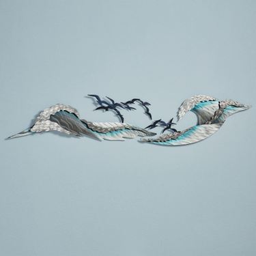 Ocean Waves Wall Sculpture Set Blue Set of ThreeImage