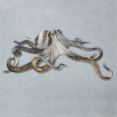 Octopus Metal Wall Sculpture SilverImage