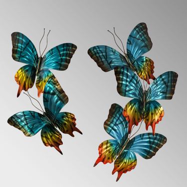 Sunset Butterflies Pair Wall Sculpture Multi JewelImage