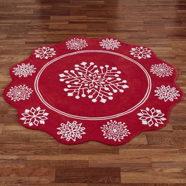 Flurries Round Rug RedImage
