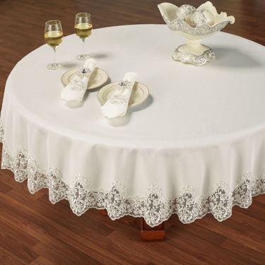 Evangelina Round Tablecloth Ivory 70 RoundImage