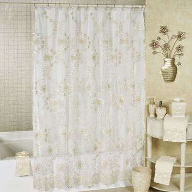 Victoria Sheer Embroidered Shower Curtain Champagne 70 x 72Image