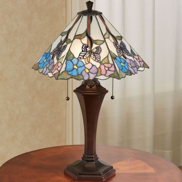 Garden Bliss Floral Stained Glass Table Lamp Multi PastelImage