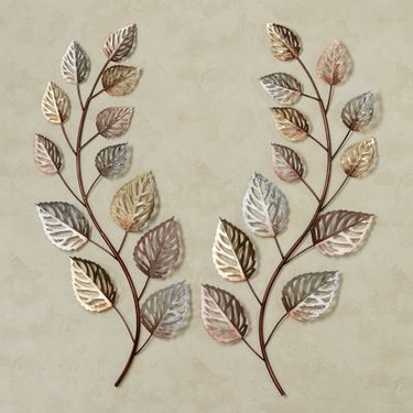 Glistening Leaves Autumn Wall Art Multi Metallic Set of TwoImage