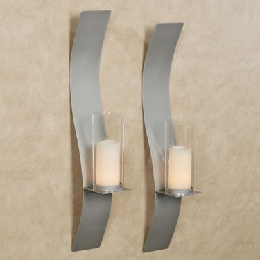 Sinuous Wall Sconce Pair SilverImage