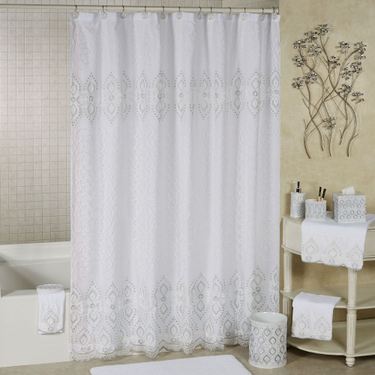 Morocco Sheer Lined Shower Curtain Off White 70 x 72Image