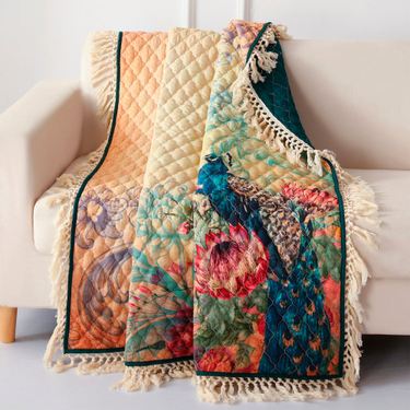 Eden Peacock Throw Blanket Multi Jewel 50 x 60Image