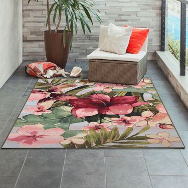 Tropical Floral Rectangle Rug Multi BrightImage