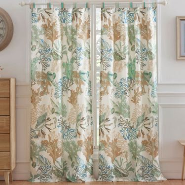 Under the Sea Tab Top Curtain Pair Multi Cool 84 x 84Image
