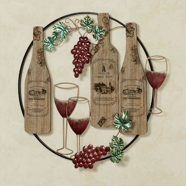 At the Vineyard Round Wall Art BurgundyImage