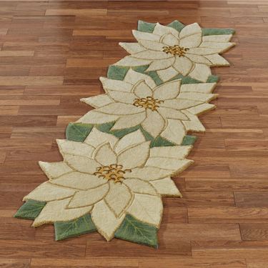 Graceful Poinsettia Rug Runner Ivory 26 x 8Image