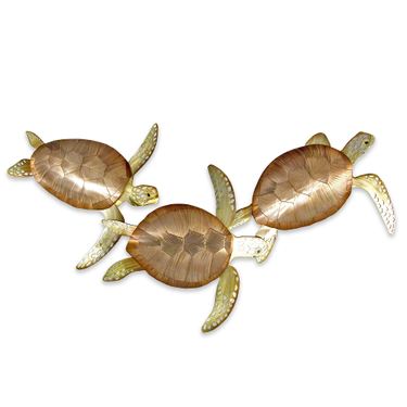 Sea Turtle Trio Wall Sculpture Champagne Bronze Set of ThreeImage