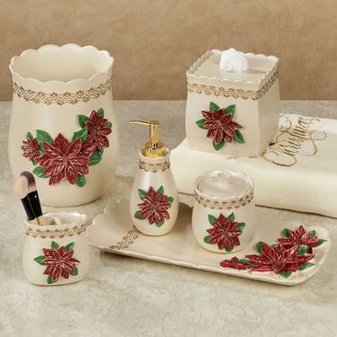 Poinsettia Grace Lotion Soap Dispenser Light CreamImage