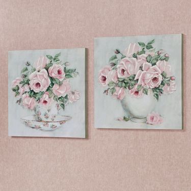 Rose d Amour Floral Canvas Wall Art Pink Set of TwoImage