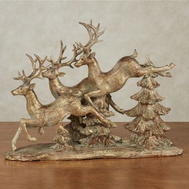 Reindeer Flight Table Sculpture GoldImage