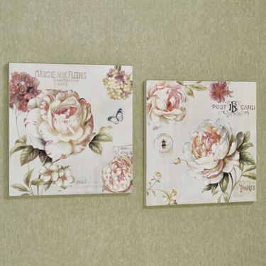 Flower Garden Wall Art Plaques Multi Pastel Set of TwoImage