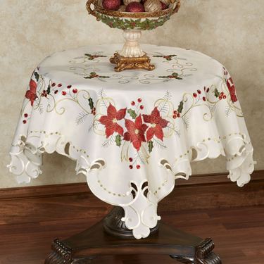 Poinsettia Palace Table Topper Light Cream 42 x 42Image