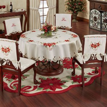 Poinsettia Palace Round Tablecloth Light Cream 70 DiameterImage