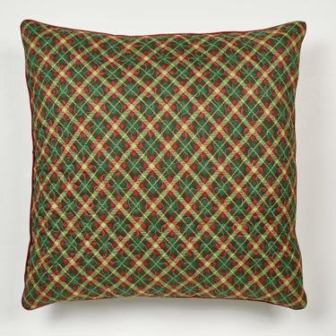 Holiday Traditions Plaid Quilted Sham Green EuropeanImage