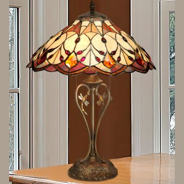 Tobias Dragonfly Stained Glass Table Lamp Multi JewelImage