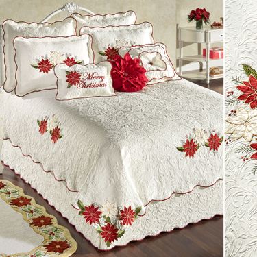 Poinsettia Matelasse Coverlet Set Light CreamImage