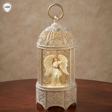 Swirl LED Wings of Peace Birdcage Lantern GoldImage