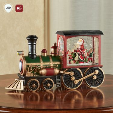 Santas List LED Musical Water Globe Train Red/GreenImage