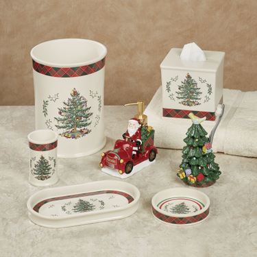 Spode Christmas Tartan Plaid Lotion Soap Dispenser RedImage