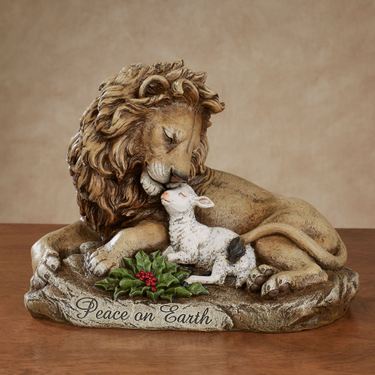 Lion with Lamb Table Sculpture BrownImage