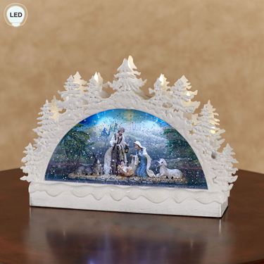 Arched Swirl LED Nativity Scene Table Accent WhiteImage