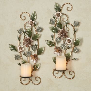 Flowering Charm Wall Sconces Multi Pastel Set of TwoImage