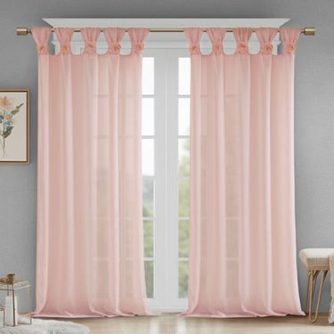Rosette Semi Sheer Tab Top Curtain PanelImage