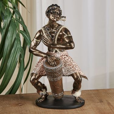 Jembe Player Table Sculpture BronzeImage