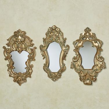 Lattice Scroll Accent Wall Mirrors Autumn Gold Set of ThreeImage
