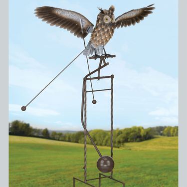 Kinetic Rocking Owl Sculpture Multi EarthImage