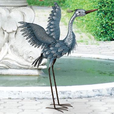 Blue Heron Wings Up SculptureImage